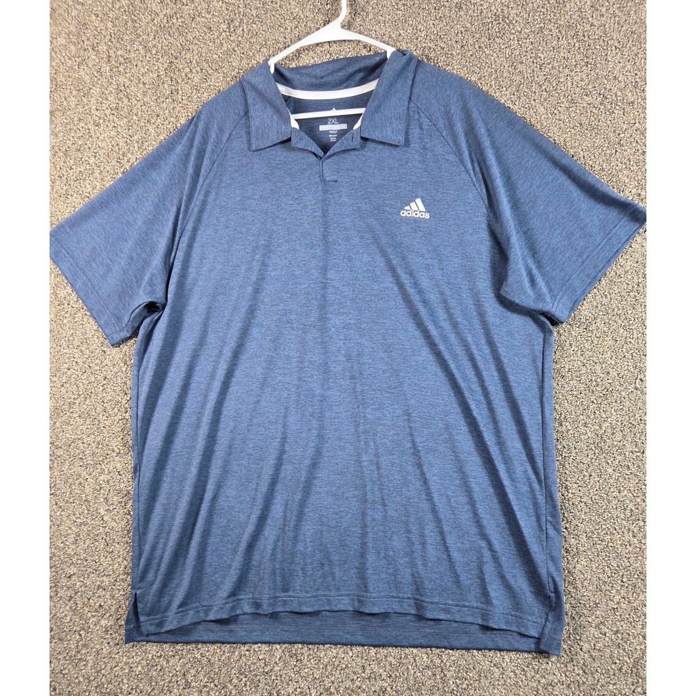 Adidas Golf Shirt Mens‎ XXL Blue Sporty Athletic Fitness Polyester Polo 0360
